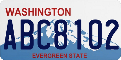 WA license plate ABC8102
