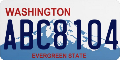 WA license plate ABC8104
