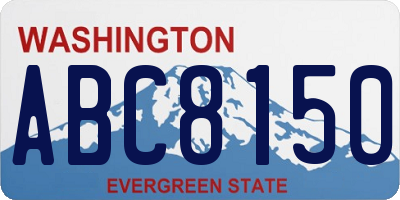 WA license plate ABC8150