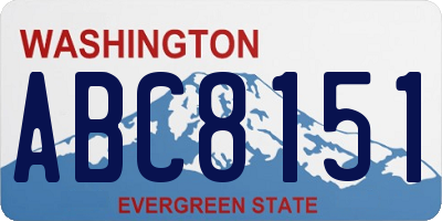 WA license plate ABC8151