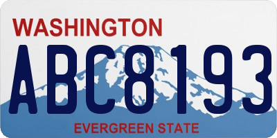 WA license plate ABC8193