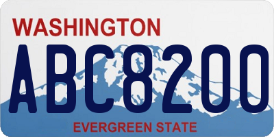 WA license plate ABC8200