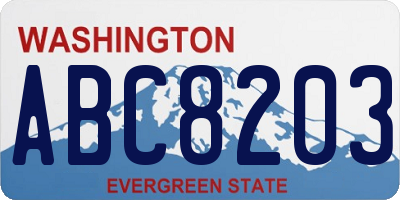 WA license plate ABC8203