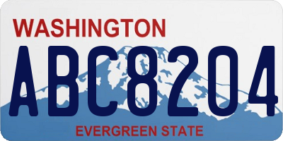 WA license plate ABC8204