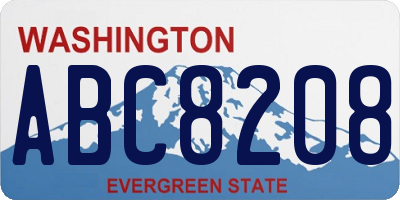 WA license plate ABC8208
