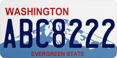 WA license plate ABC8222