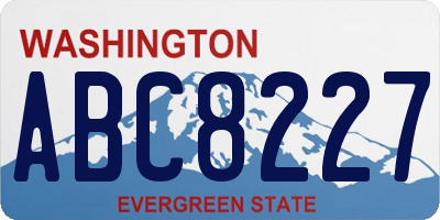 WA license plate ABC8227