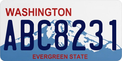 WA license plate ABC8231