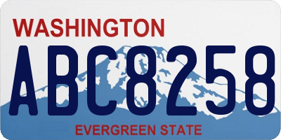 WA license plate ABC8258