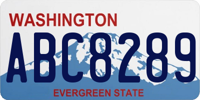 WA license plate ABC8289