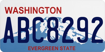 WA license plate ABC8292