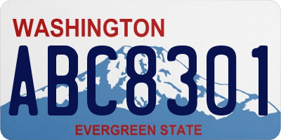 WA license plate ABC8301