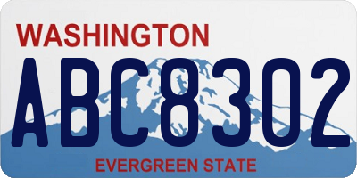 WA license plate ABC8302