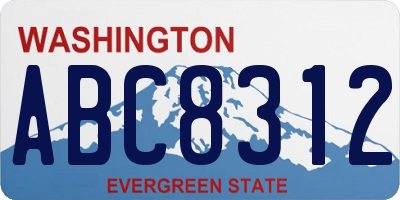 WA license plate ABC8312