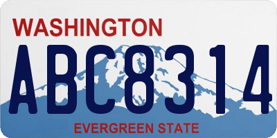 WA license plate ABC8314
