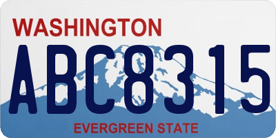 WA license plate ABC8315