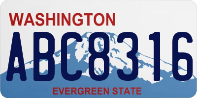 WA license plate ABC8316