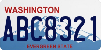 WA license plate ABC8321