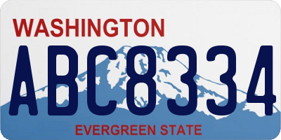 WA license plate ABC8334