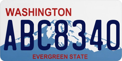 WA license plate ABC8340