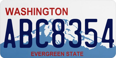 WA license plate ABC8354