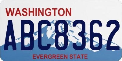WA license plate ABC8362