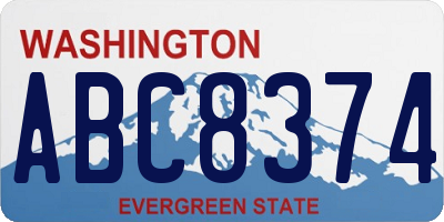 WA license plate ABC8374