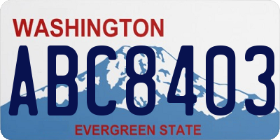 WA license plate ABC8403