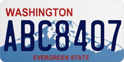 WA license plate ABC8407