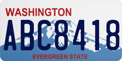 WA license plate ABC8418