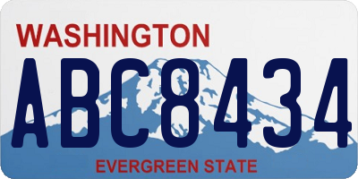 WA license plate ABC8434