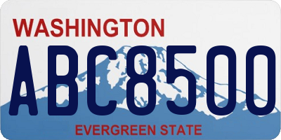 WA license plate ABC8500