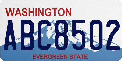 WA license plate ABC8502