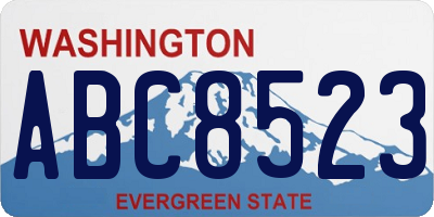 WA license plate ABC8523