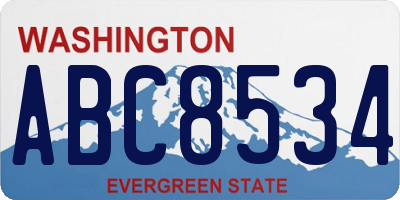 WA license plate ABC8534