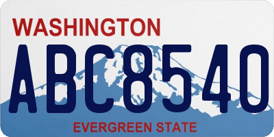 WA license plate ABC8540