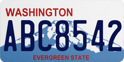 WA license plate ABC8542