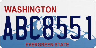 WA license plate ABC8551