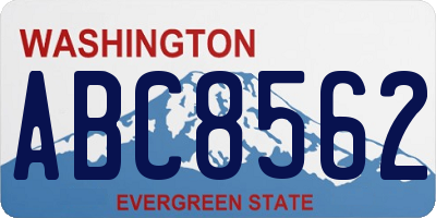 WA license plate ABC8562