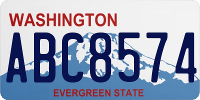 WA license plate ABC8574