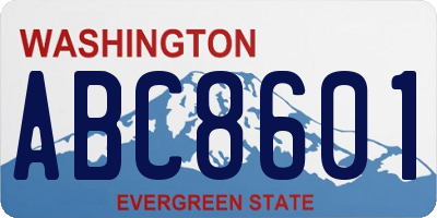 WA license plate ABC8601