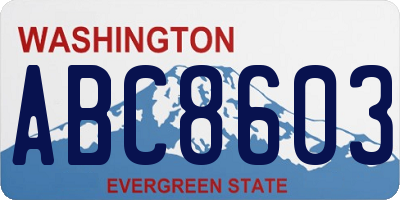 WA license plate ABC8603