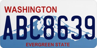 WA license plate ABC8639