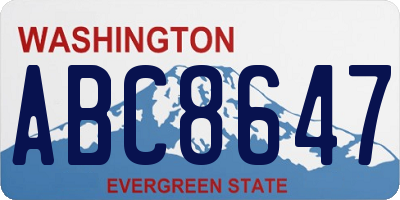 WA license plate ABC8647