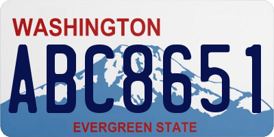 WA license plate ABC8651