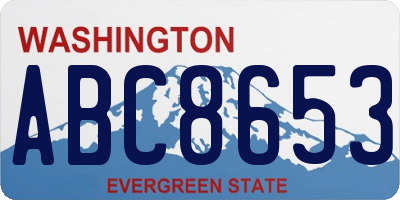 WA license plate ABC8653