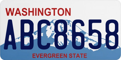 WA license plate ABC8658