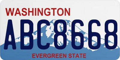 WA license plate ABC8668