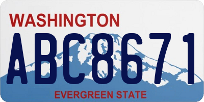 WA license plate ABC8671