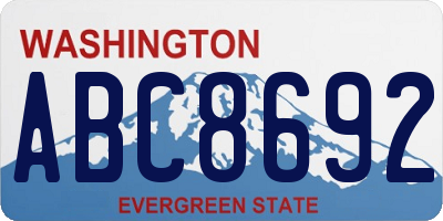 WA license plate ABC8692